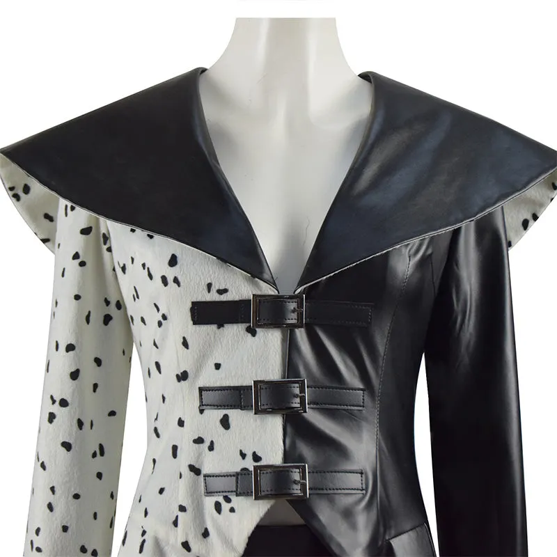 2021 Cruella Costume Dalmatian Coat Emma Stone Cruela Devil Cosplay Costumes Ideas