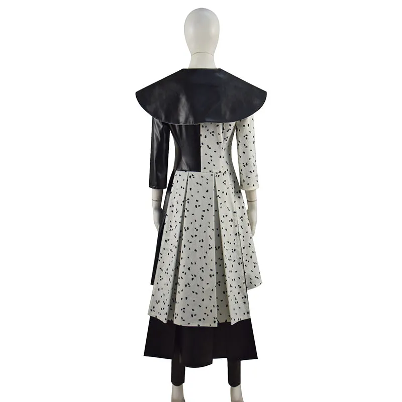 2021 Cruella Costume Dalmatian Coat Emma Stone Cruela Devil Cosplay Costumes Ideas