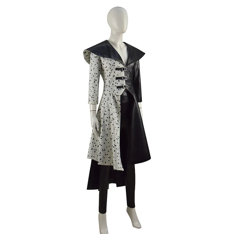 2021 Cruella Costume Dalmatian Coat Emma Stone Cruela Devil Cosplay Costumes Ideas