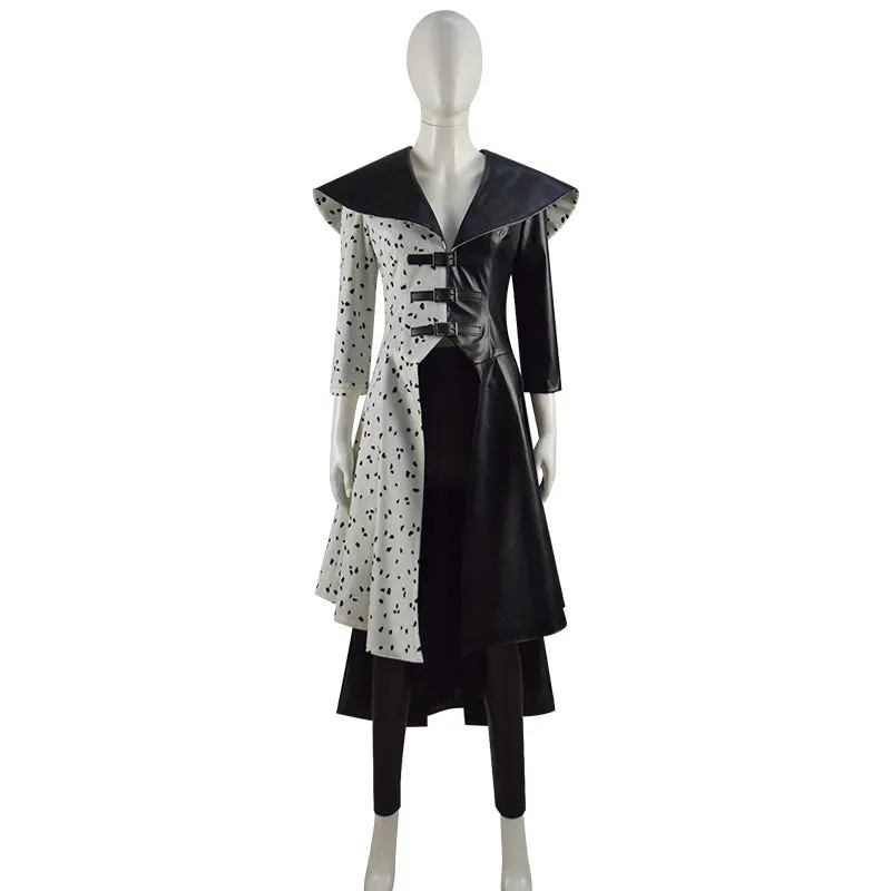 2021 Cruella Costume Dalmatian Coat Emma Stone Cruela Devil Cosplay Costumes Ideas