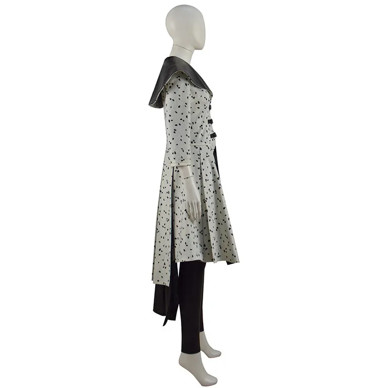 2021 Cruella Costume Dalmatian Coat Emma Stone Cruela Devil Cosplay Costumes Ideas