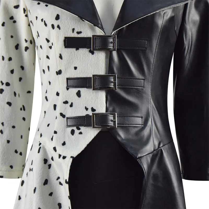 2021 Cruella Costume Dalmatian Coat Emma Stone Cruela Devil Cosplay Costumes Ideas
