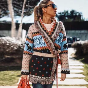 Boho Top - Cashmere cardi w/ Fringe