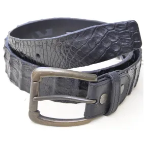 Caiman Crocodile Game Skin Belt - Black