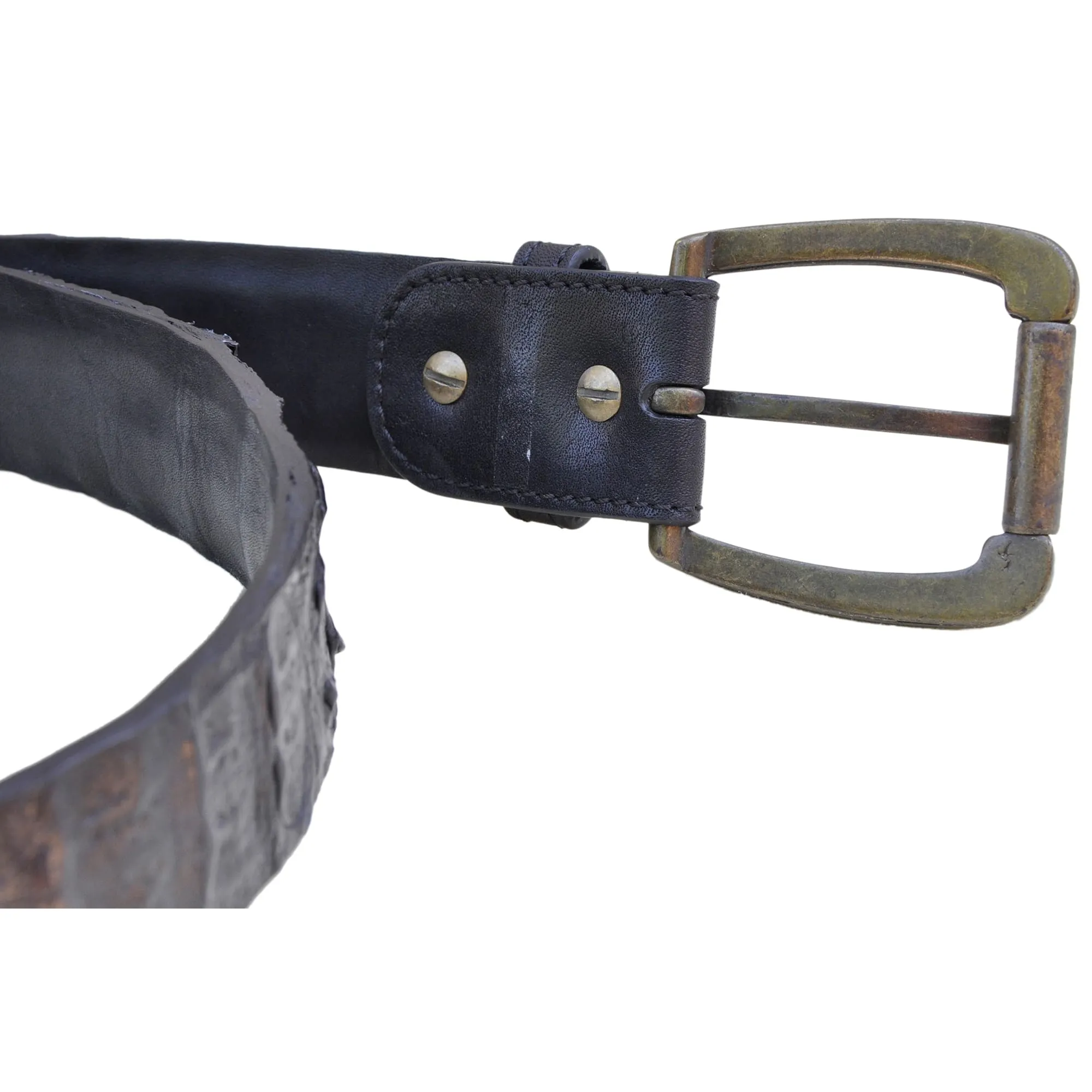 Caiman Crocodile Game Skin Belt - Black