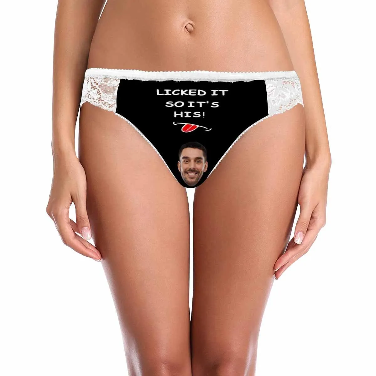 Custom Face Womens Panties Printed Sexy Licked It on Underwear Personalized Women's Lace Panty