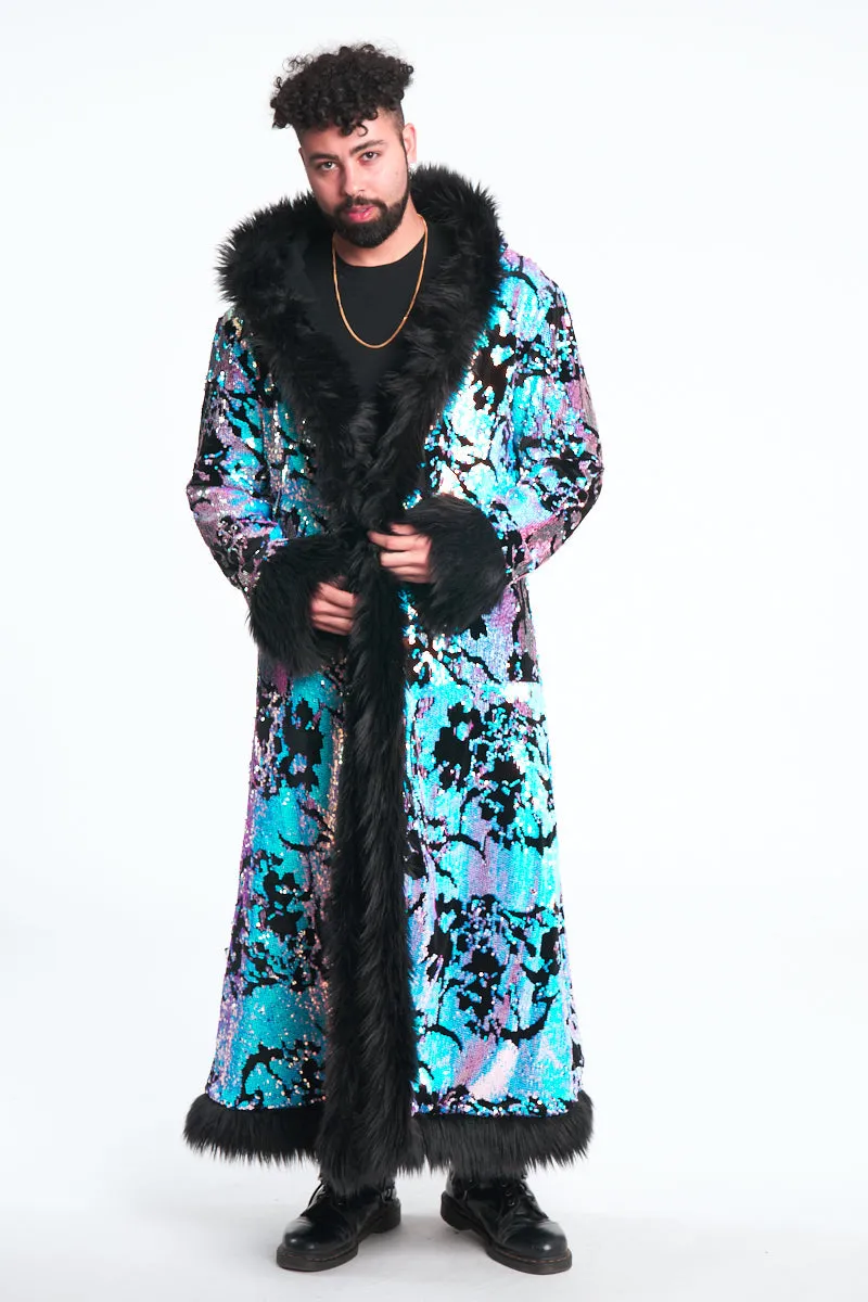 Deluxe Tamo Coat: Midnight Magic   Black Faux Fur Trim