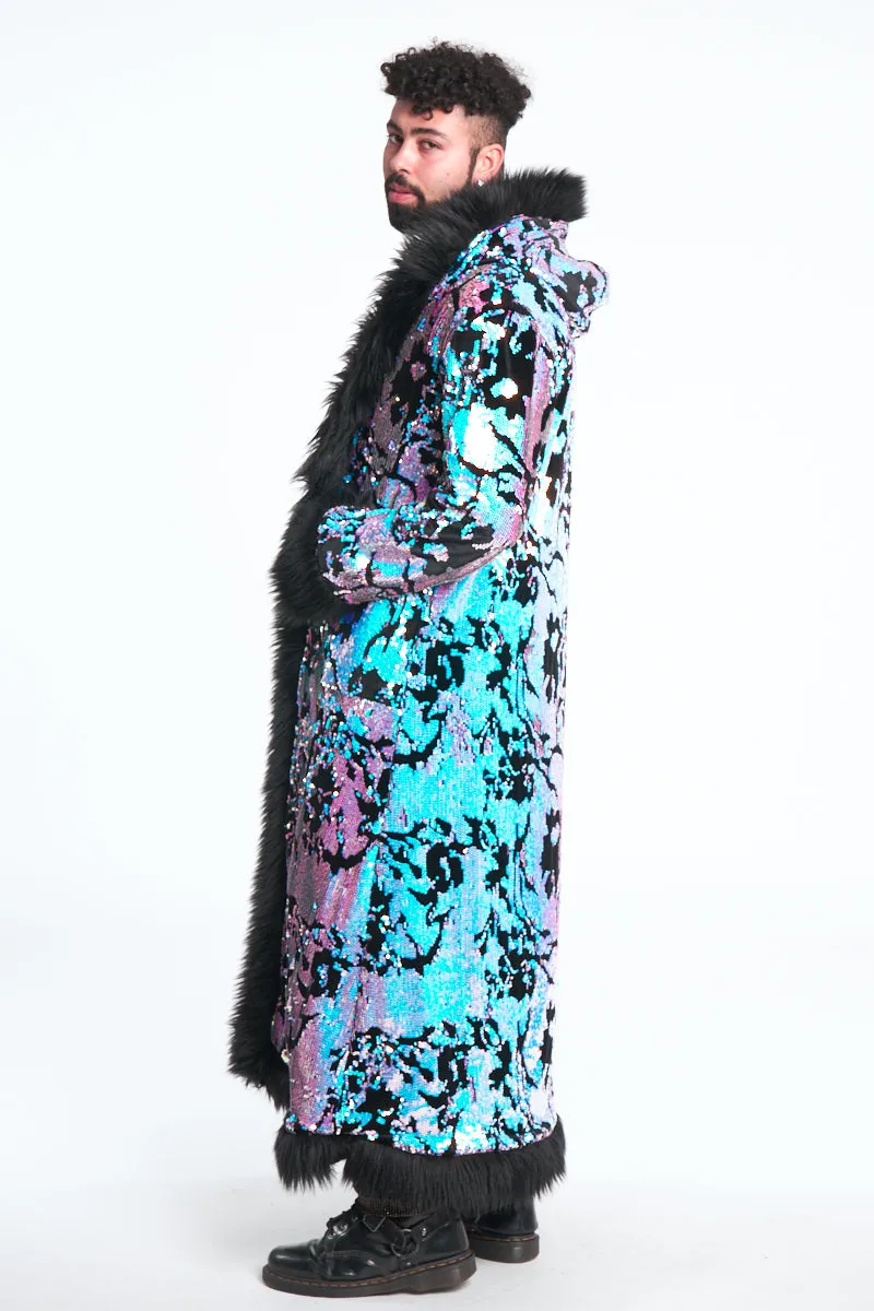 Deluxe Tamo Coat: Midnight Magic   Black Faux Fur Trim