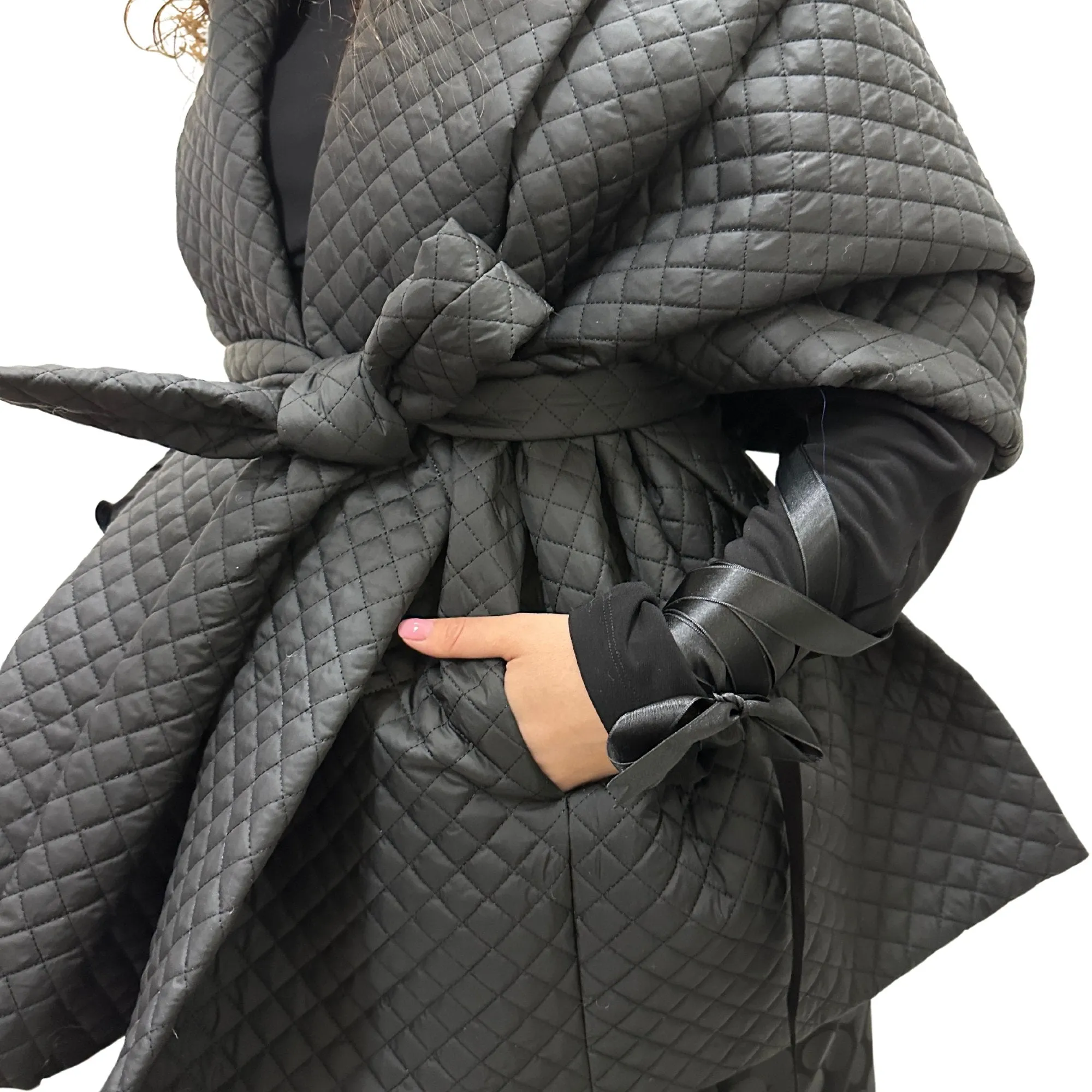 Gothic Bride Wedding Cape Winter Black Long Scarf With Pockets for Women Lagre Wide Stole Puffer 25x80 inch with 2 pocket and Belt Around Shoulders Wrap Quilted Shawl Warm Padded Down Puffy scarves