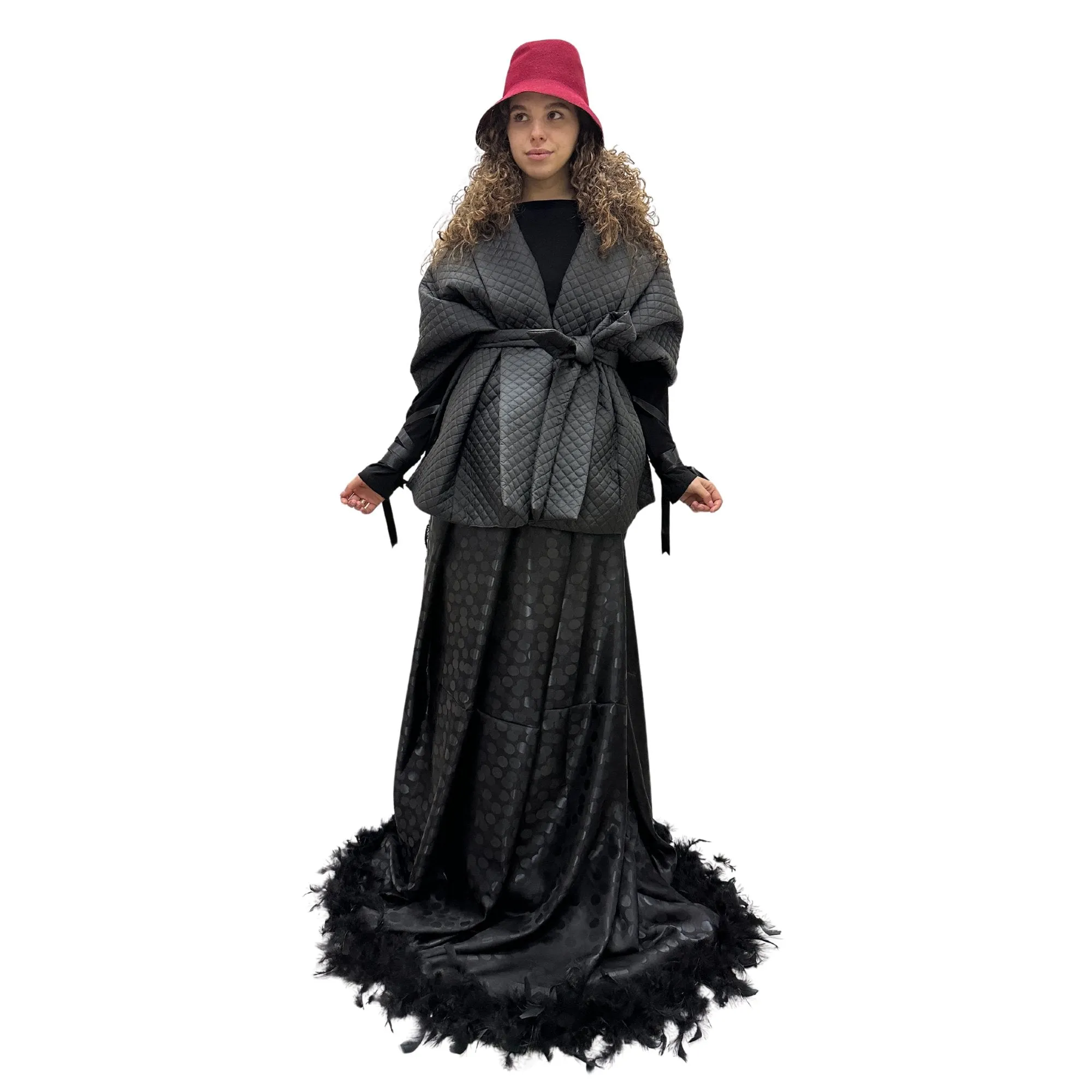 Gothic Bride Wedding Cape Winter Black Long Scarf With Pockets for Women Lagre Wide Stole Puffer 25x80 inch with 2 pocket and Belt Around Shoulders Wrap Quilted Shawl Warm Padded Down Puffy scarves