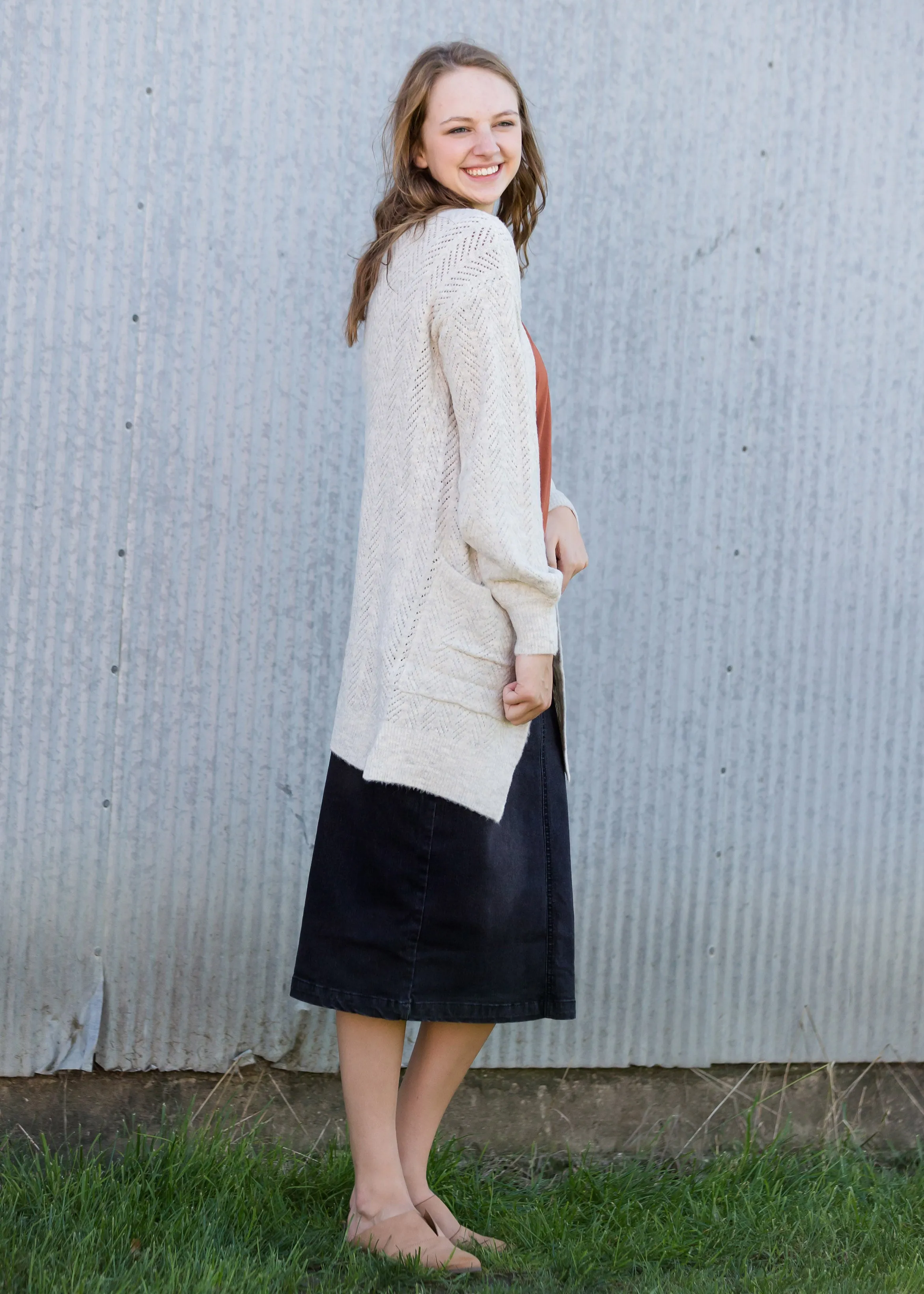Jacquard Knit Open Front Cardigan - FINAL SALE