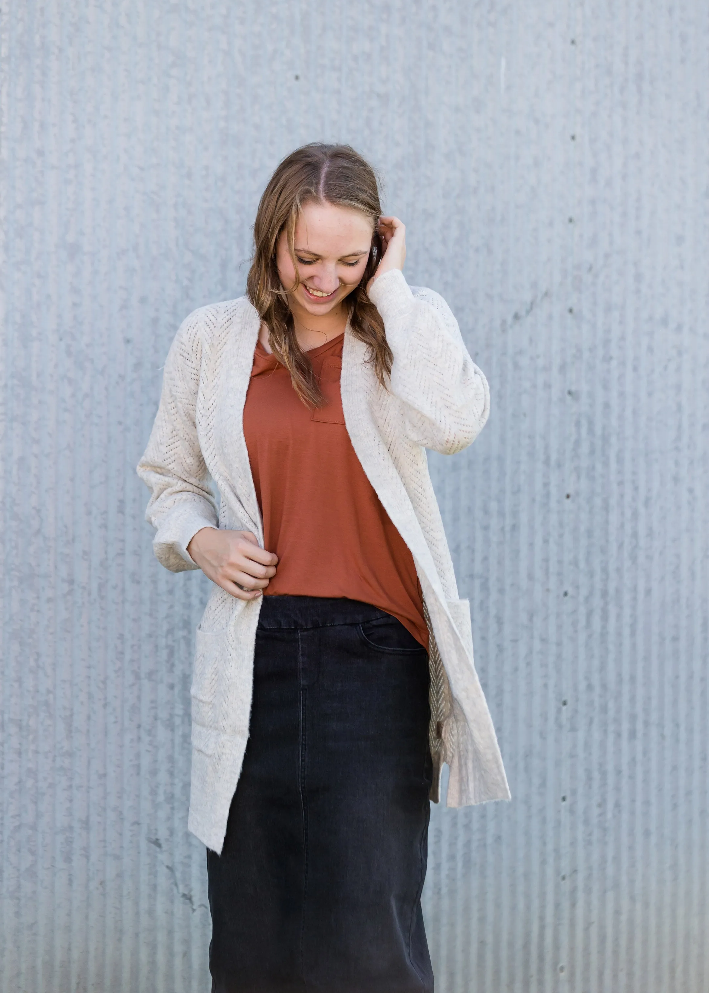 Jacquard Knit Open Front Cardigan - FINAL SALE