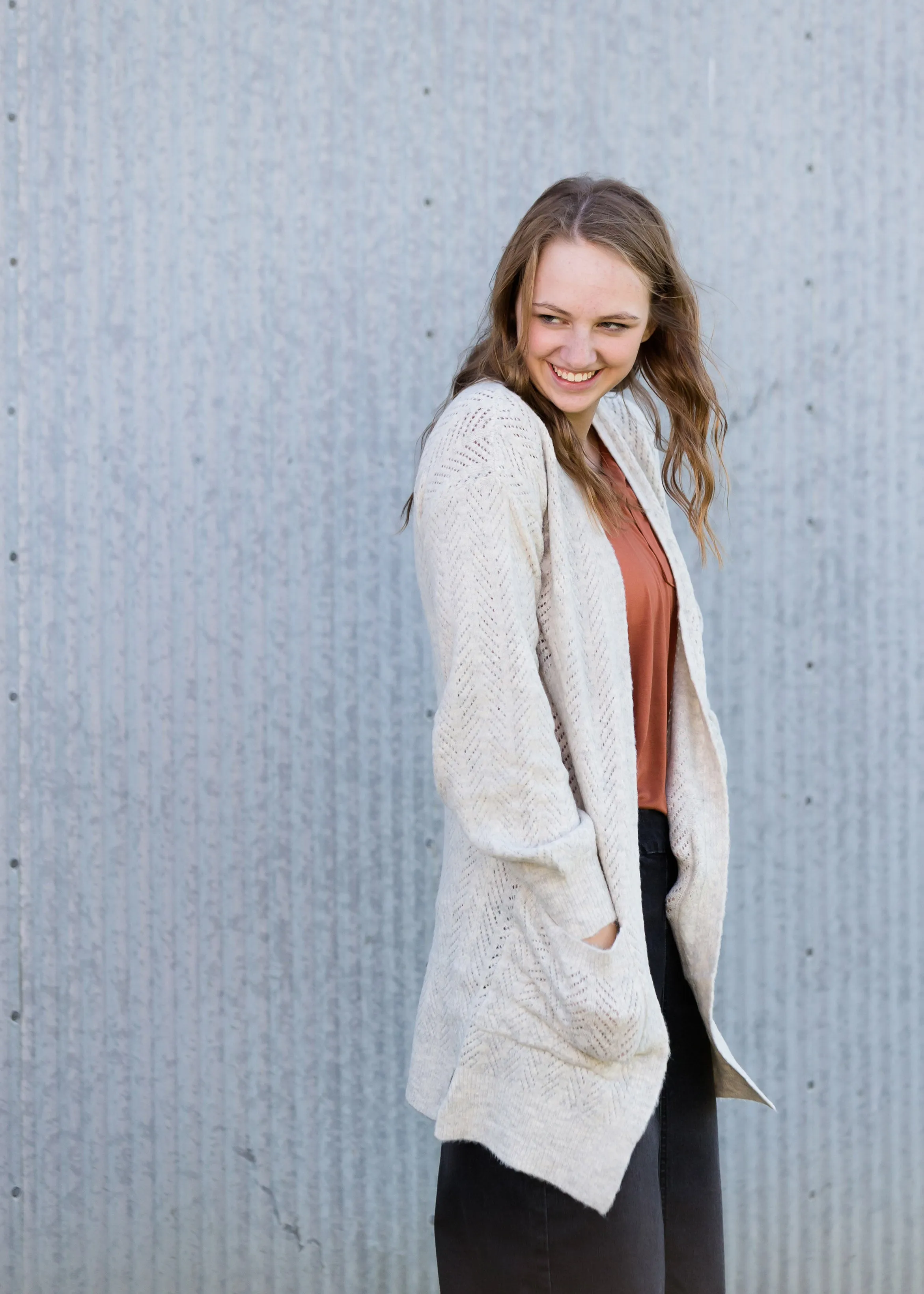 Jacquard Knit Open Front Cardigan - FINAL SALE