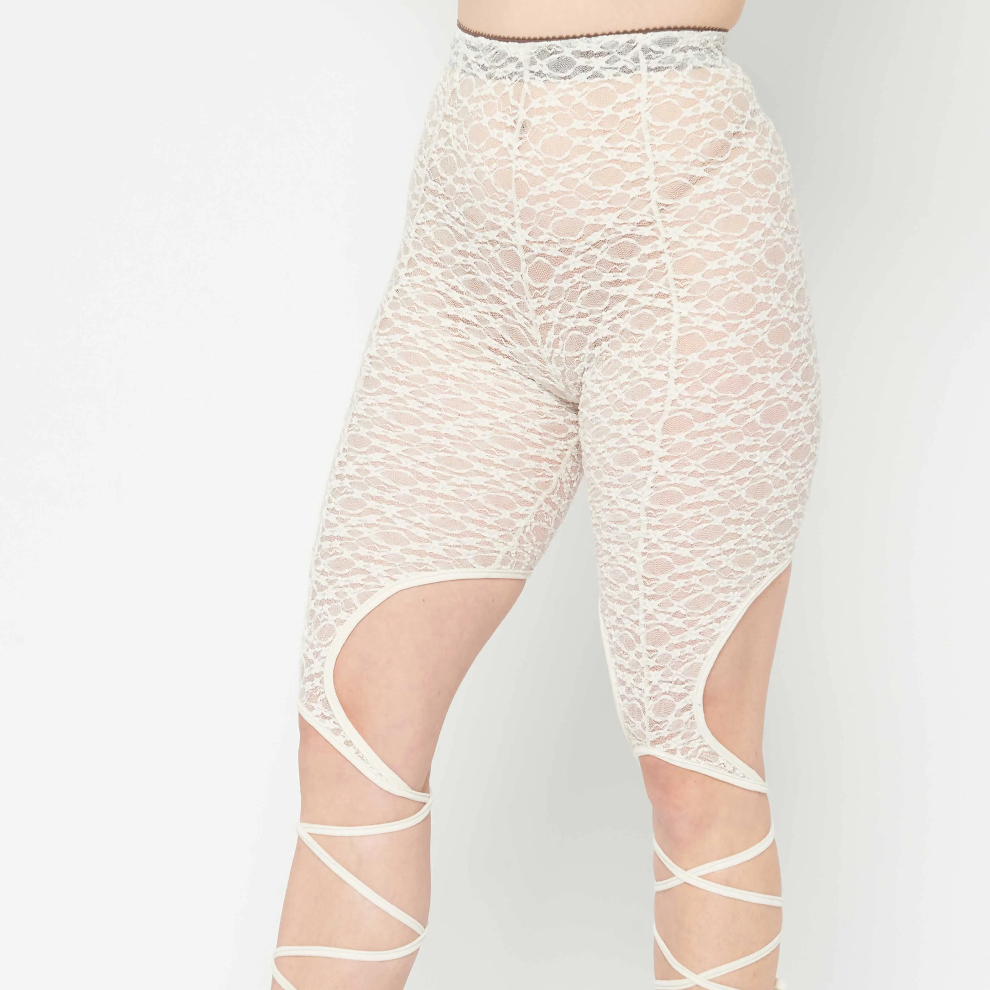 Lace Spiral Leggings / Ivory