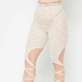 Lace Spiral Leggings / Ivory