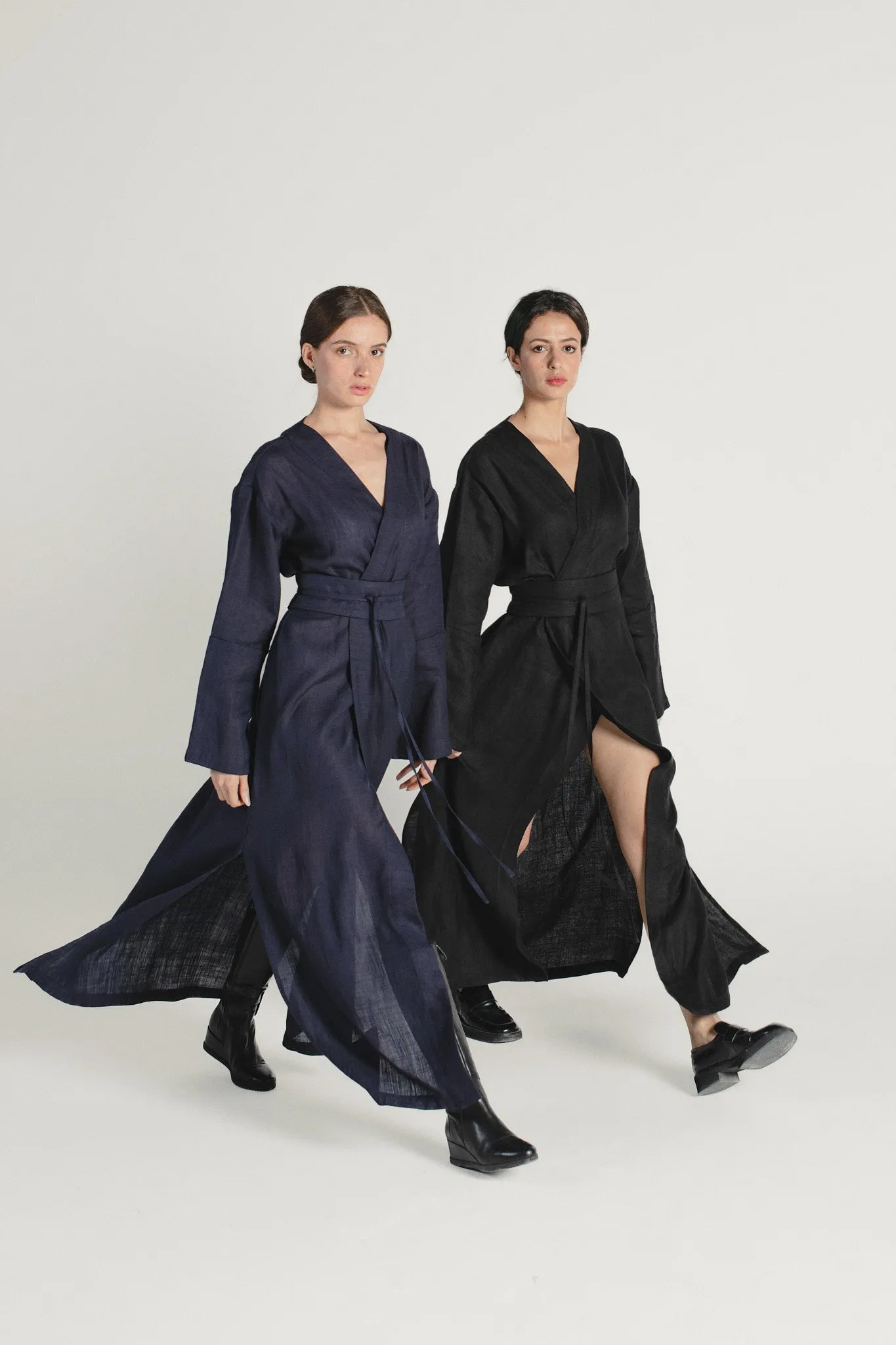 Linen Kimono Dress Midnight Blue