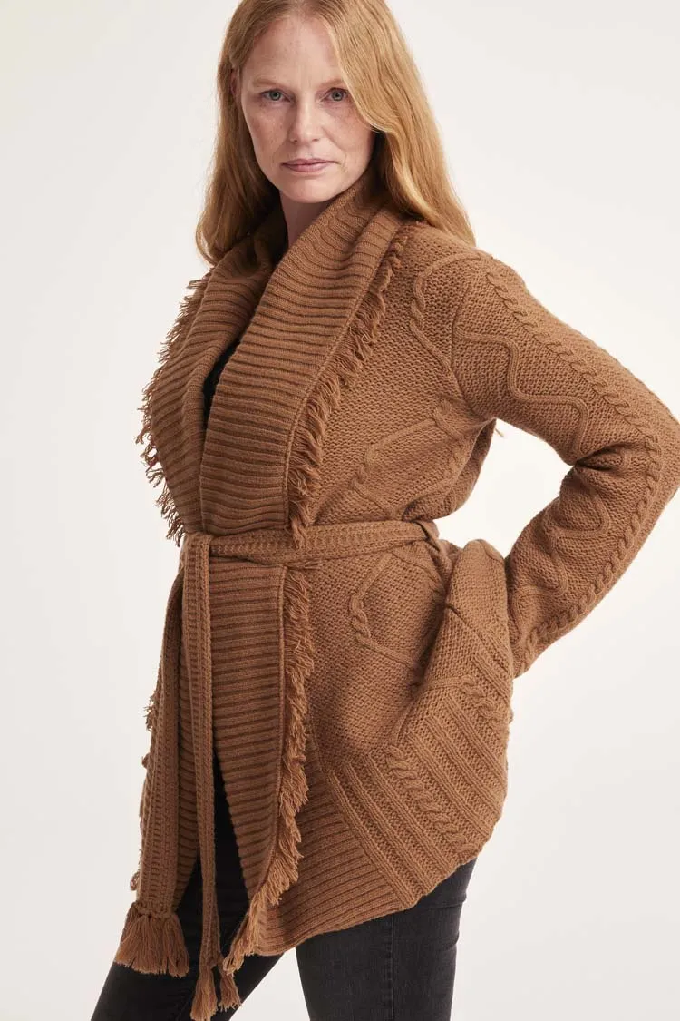 Lois Wrap Cardigan in Camel | FINAL SALE