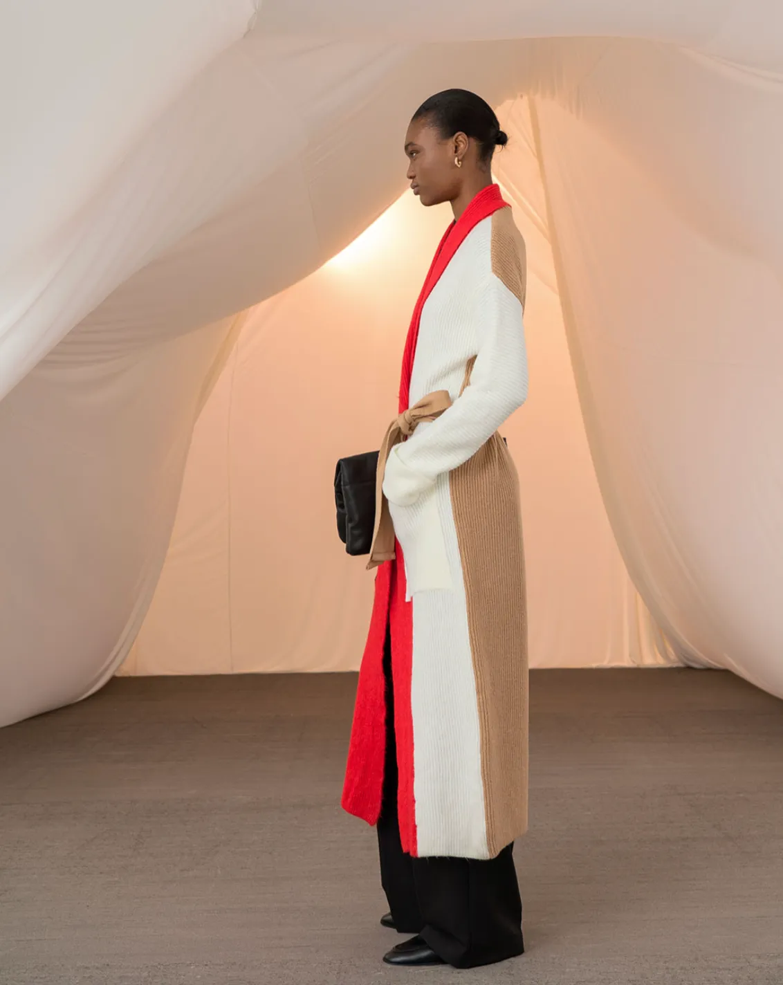 LONG KNIT CARDIGAN RED/CAMEL/WHITE/BLACK