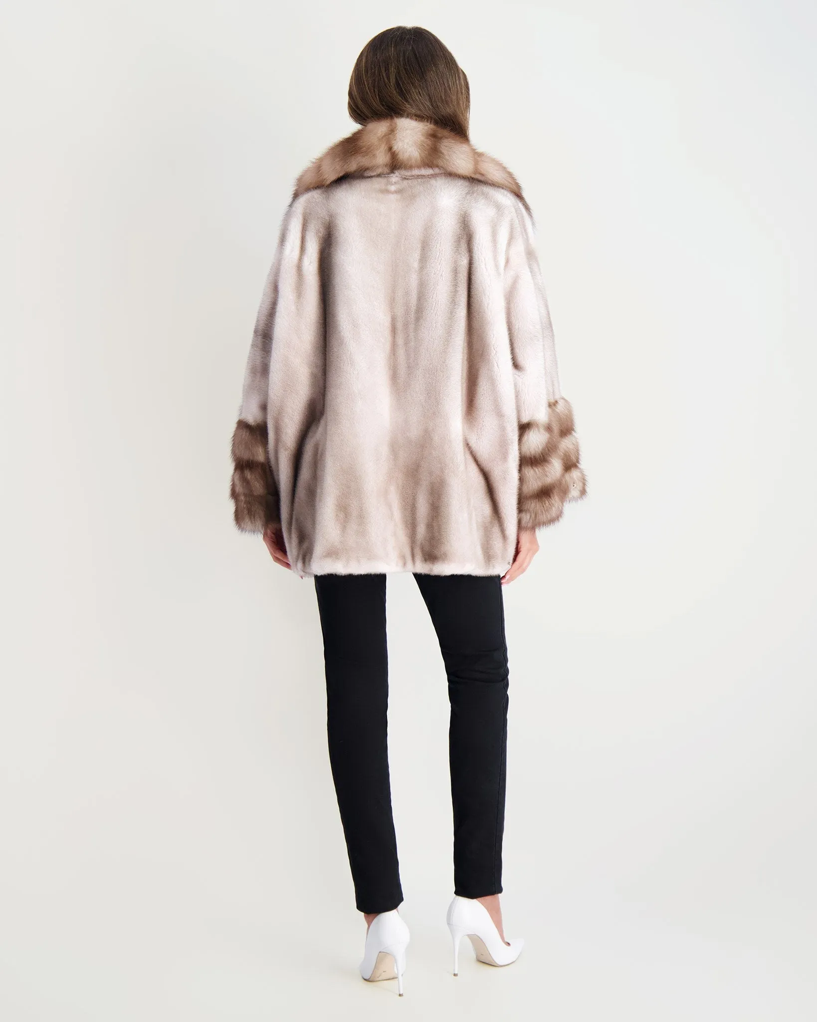 Mink Jacket with Stone Marten Collar & Trim