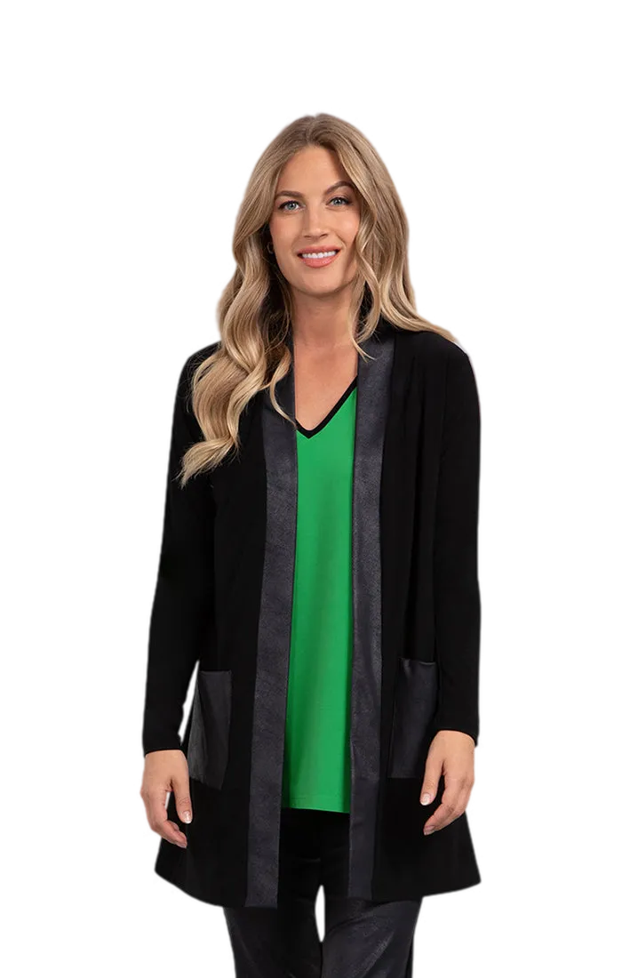 Mix Essential Cardigan with Faux Leather