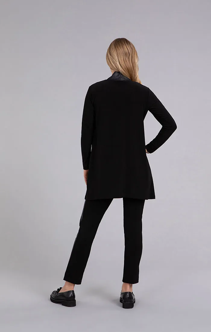 Mix Essential Cardigan with Faux Leather
