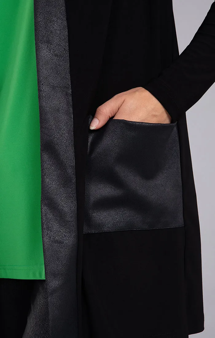 Mix Essential Cardigan with Faux Leather