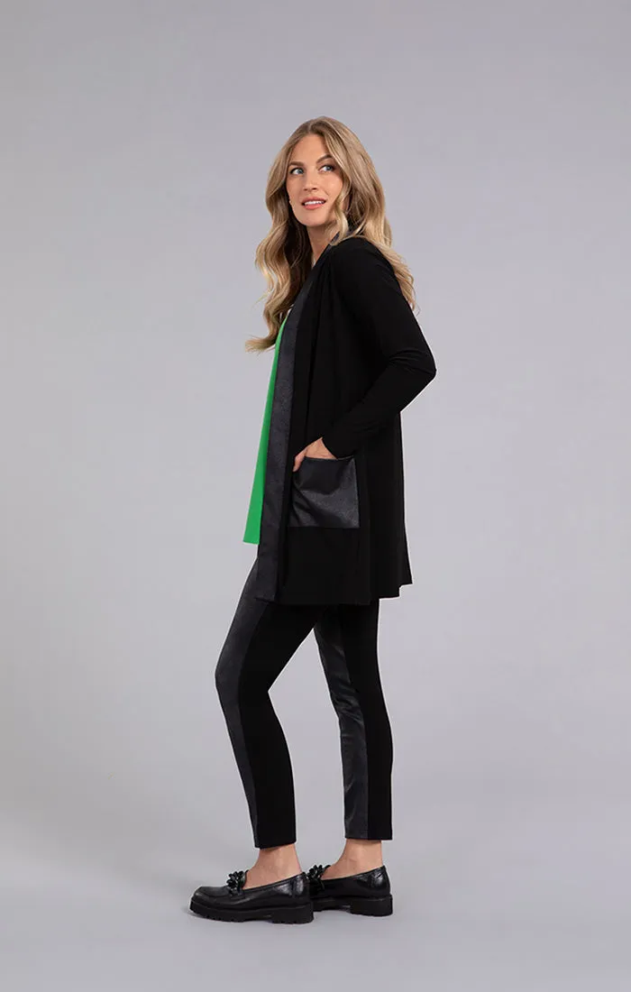 Mix Essential Cardigan with Faux Leather