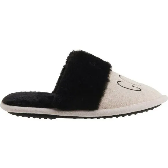 Rae Dunn Good Night Print Cozy Soft Fur Trim Slippers