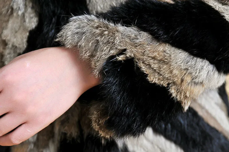 Real Tight-knitted Rabbit Fur Coat Jacket Womens' Dress Ladies Garment 13002