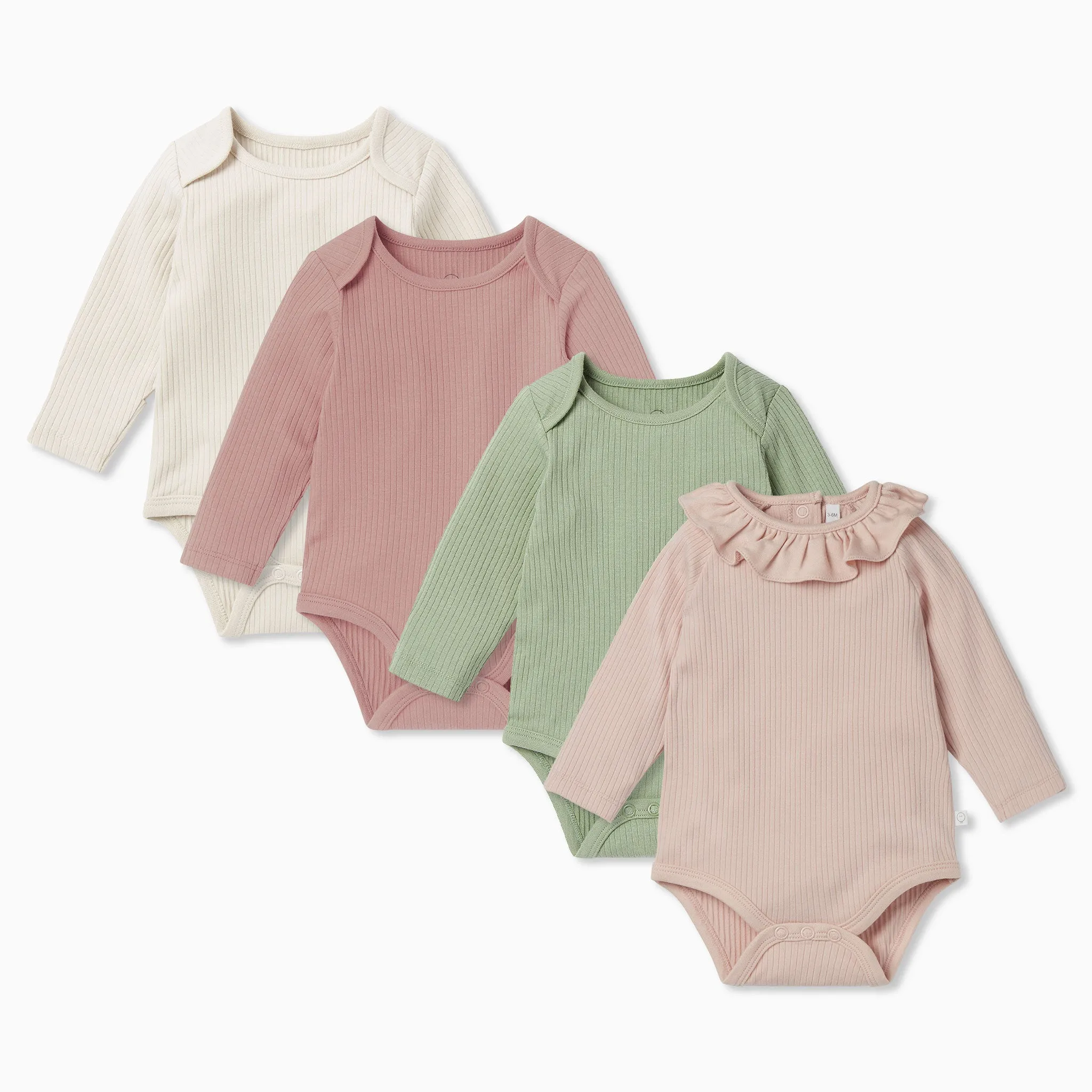 Ribbed Long Sleeve Bodysuit 4 Pack