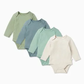 Ribbed Long Sleeve Bodysuit 4 Pack