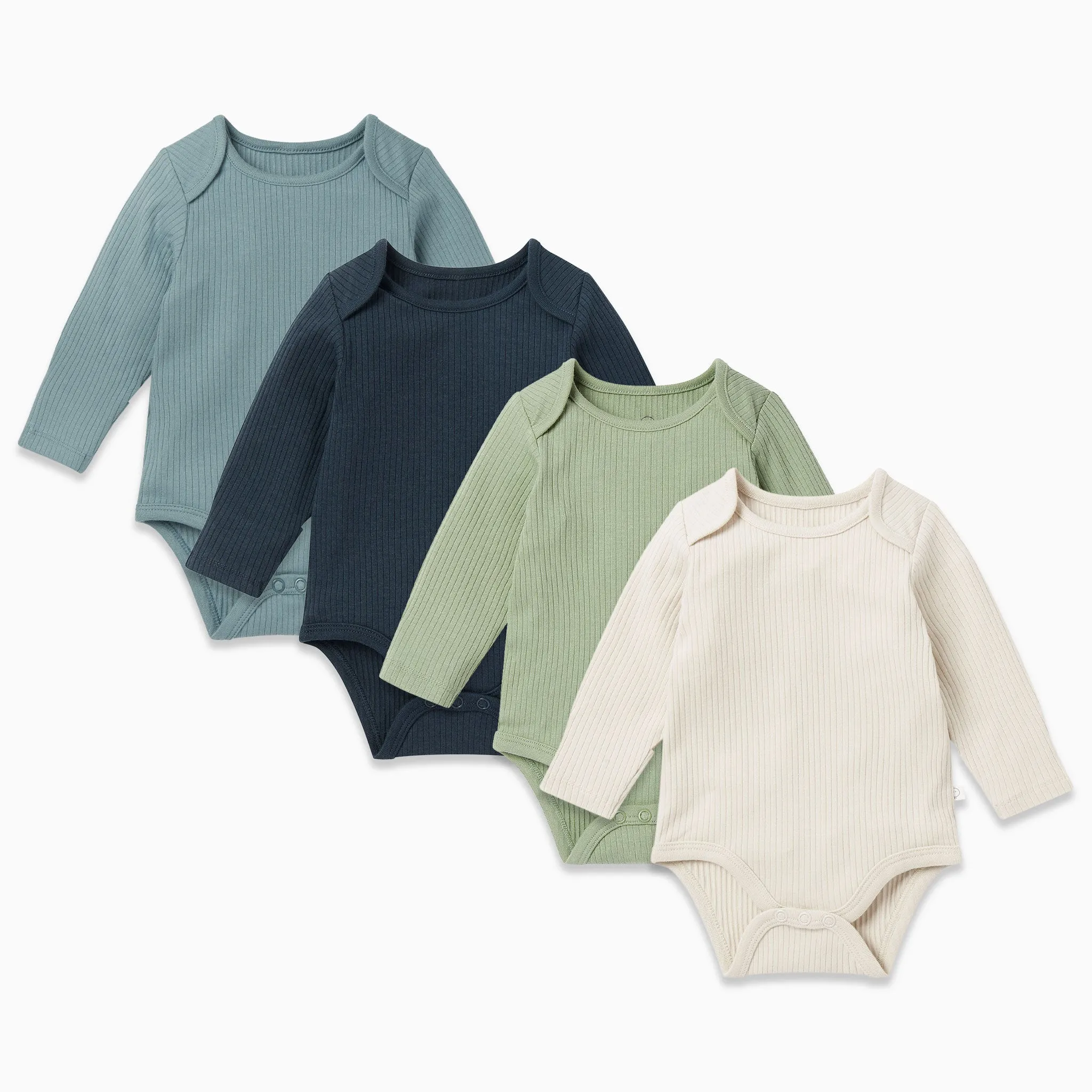 Ribbed Long Sleeve Bodysuit 4 Pack