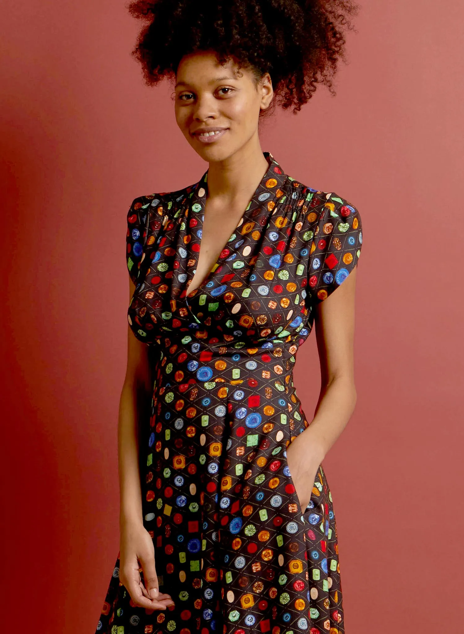 Rita - Black Buttons Dress