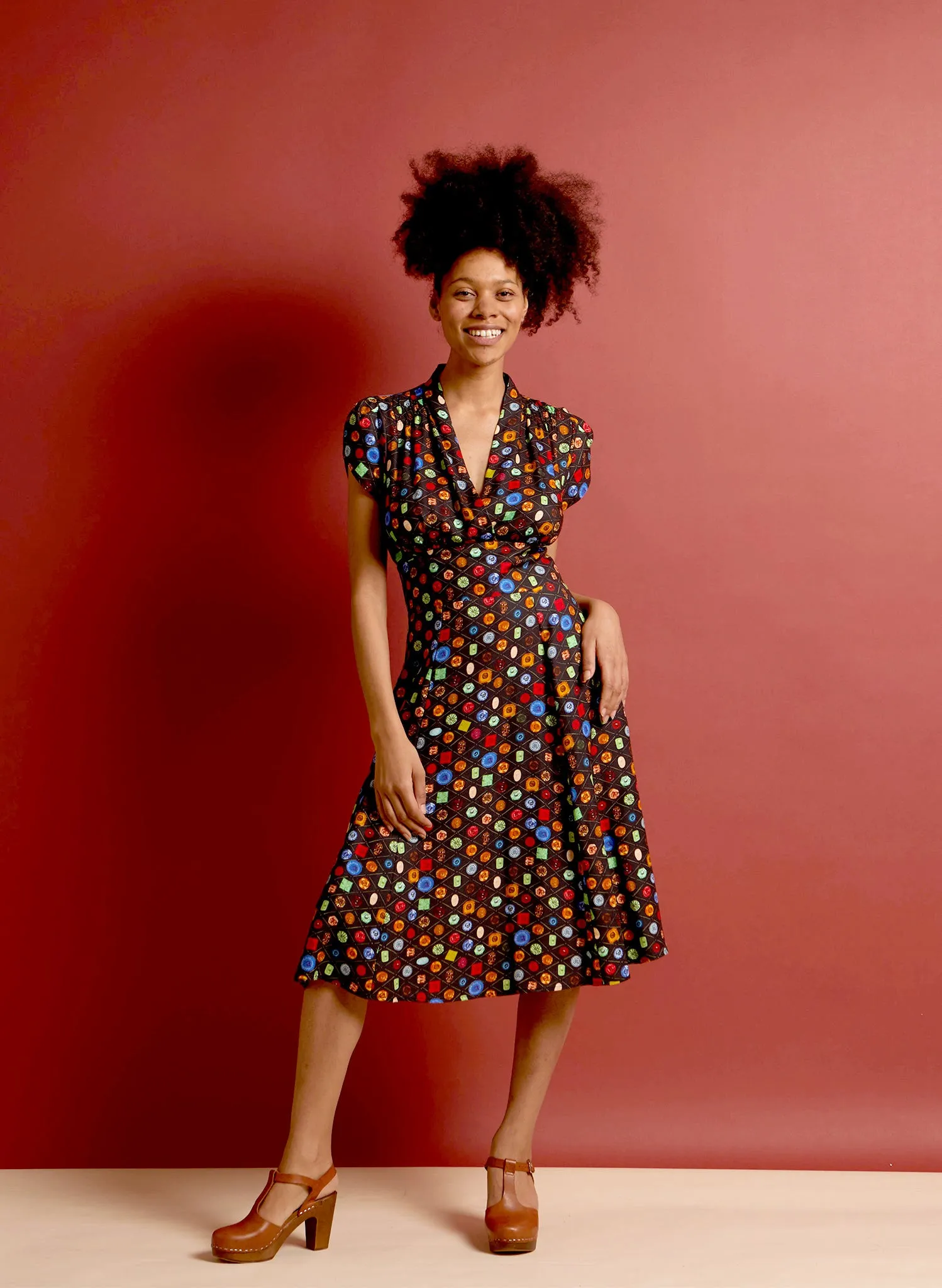 Rita - Black Buttons Dress