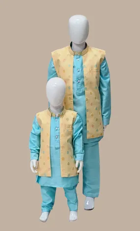 Sea Blue Embroidered Kurta Set