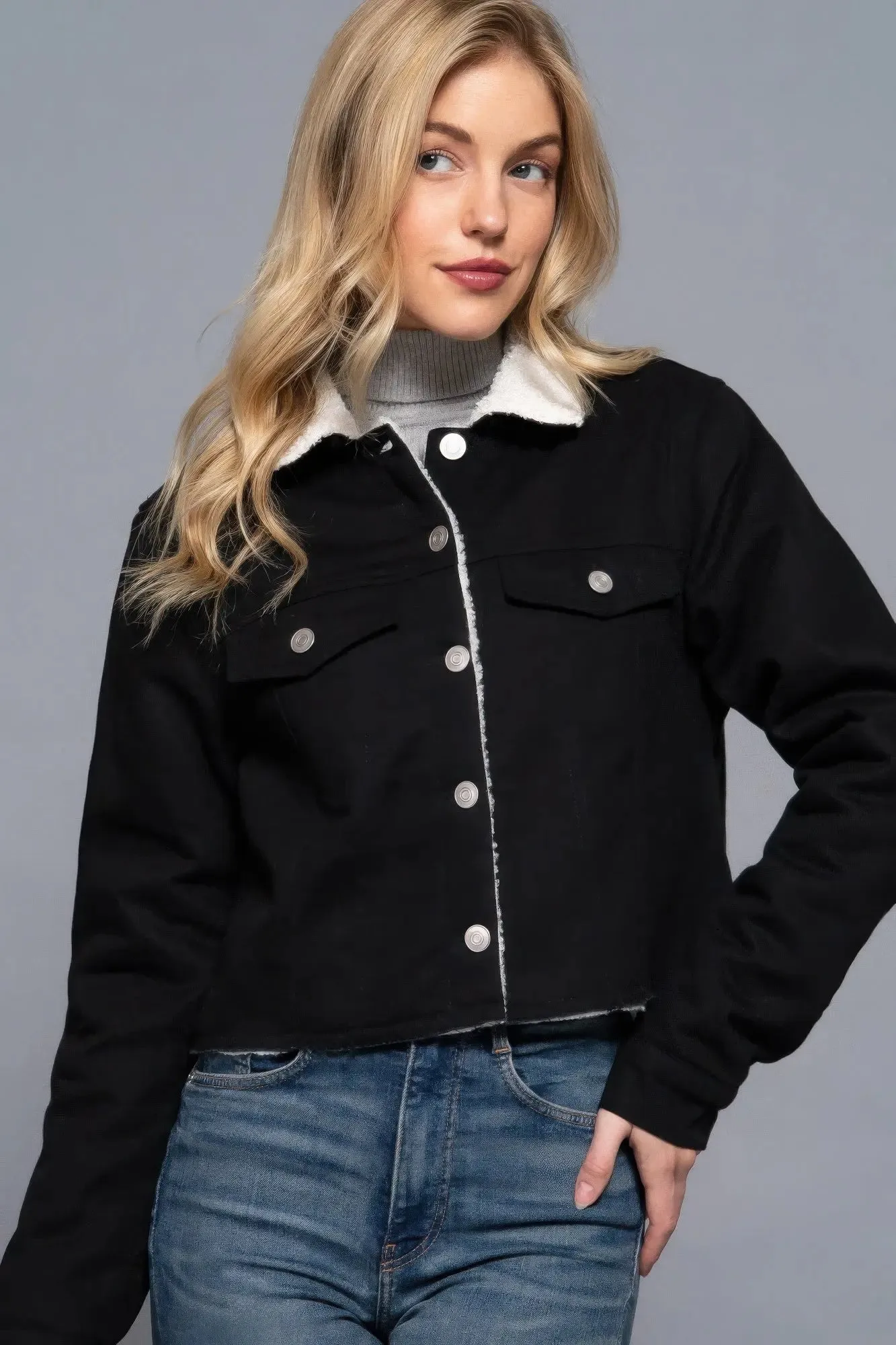Sherpa-Lined Twill Jacket
