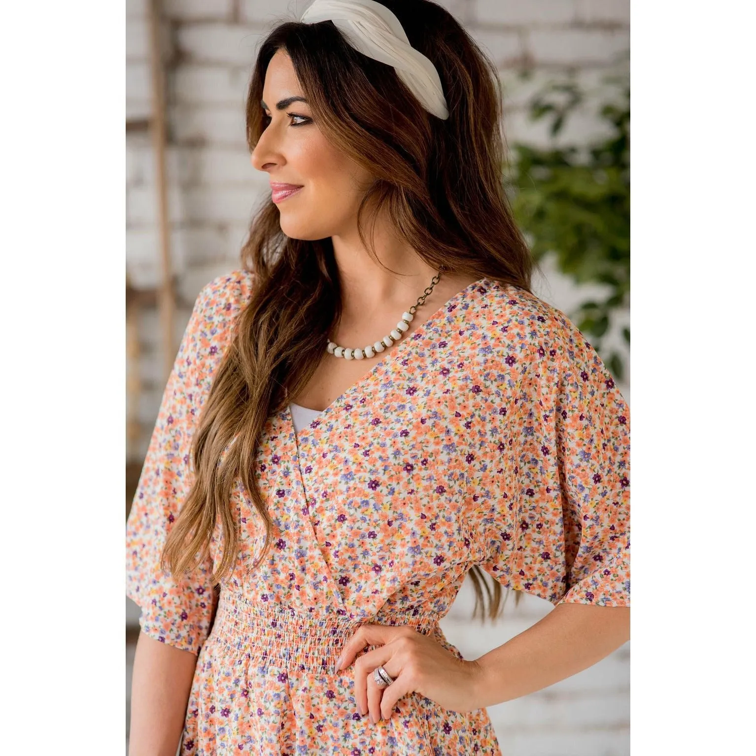 Sketched Floral Tie Back Dress
