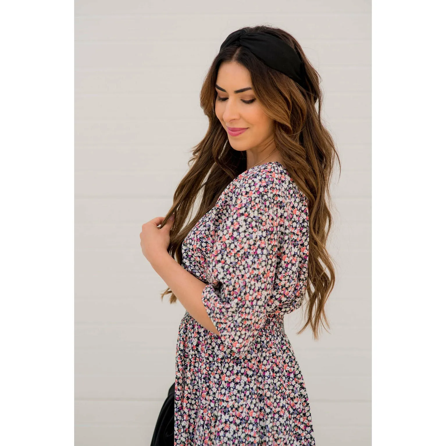 Sketched Floral Tie Back Dress