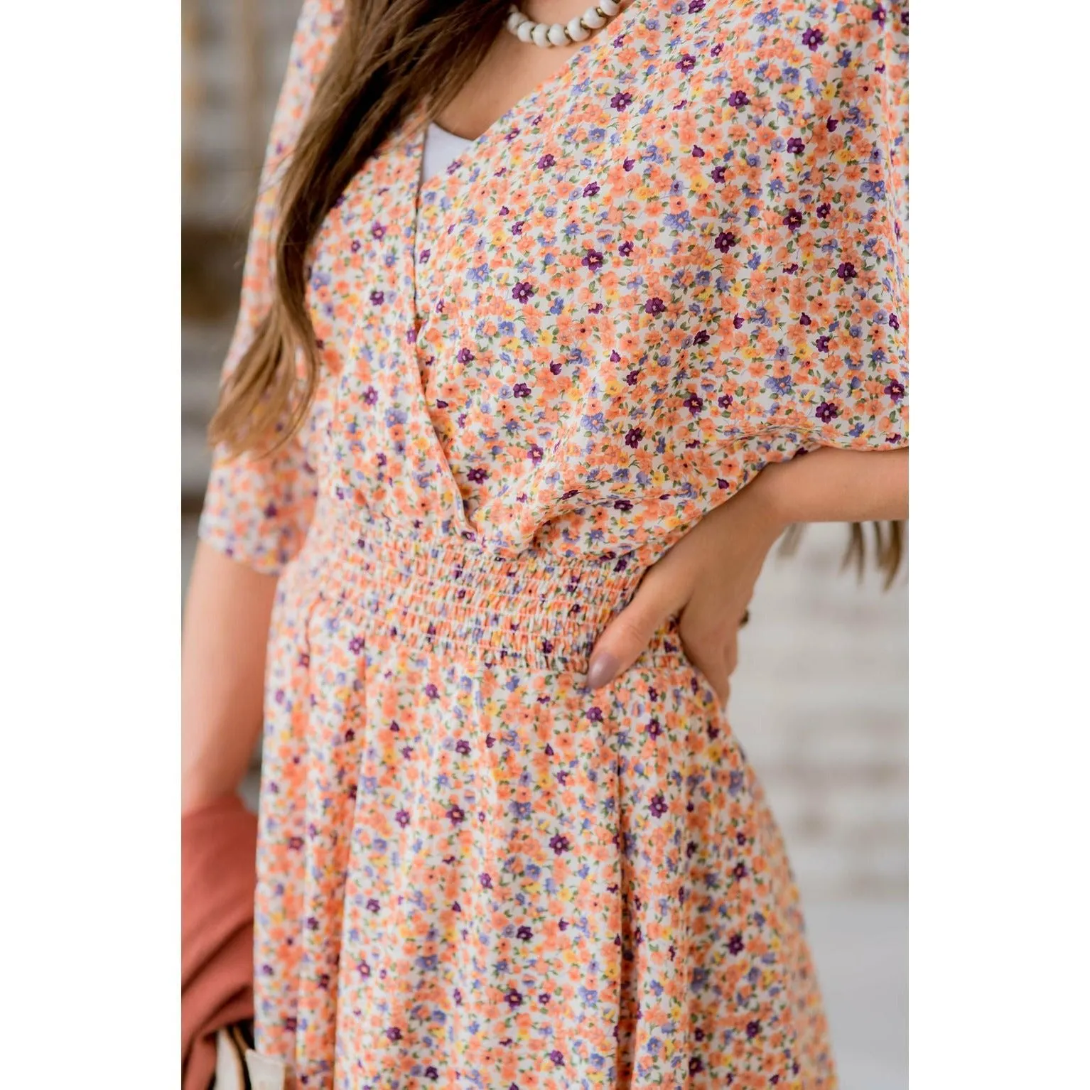 Sketched Floral Tie Back Dress