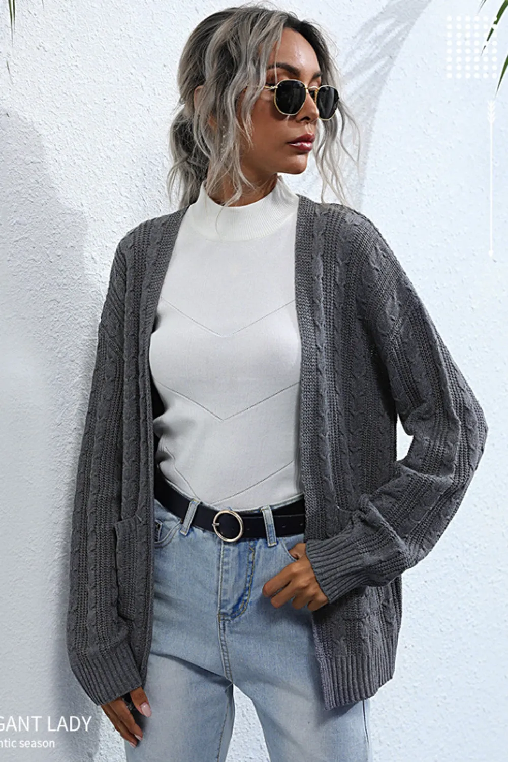 Solid Color Cardigan V-neck Sweater Coat