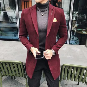 Solid Color Long Vintage Retro Slim Fit Designer Blazer