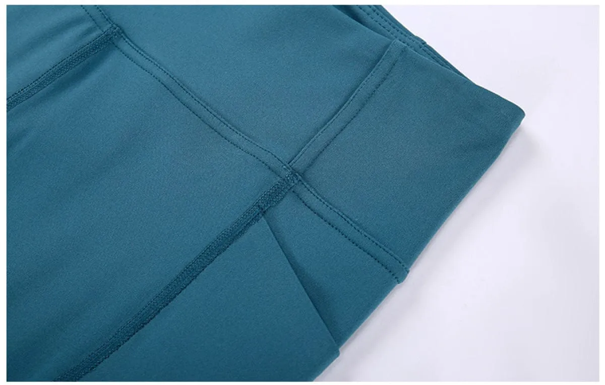 Solid Color Side Pockets Yoga Shorts