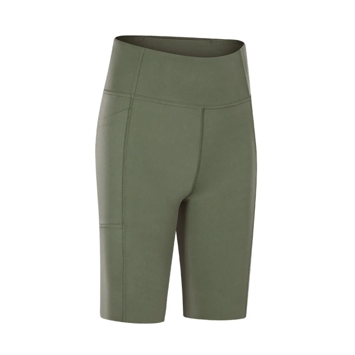 Solid Color Side Pockets Yoga Shorts