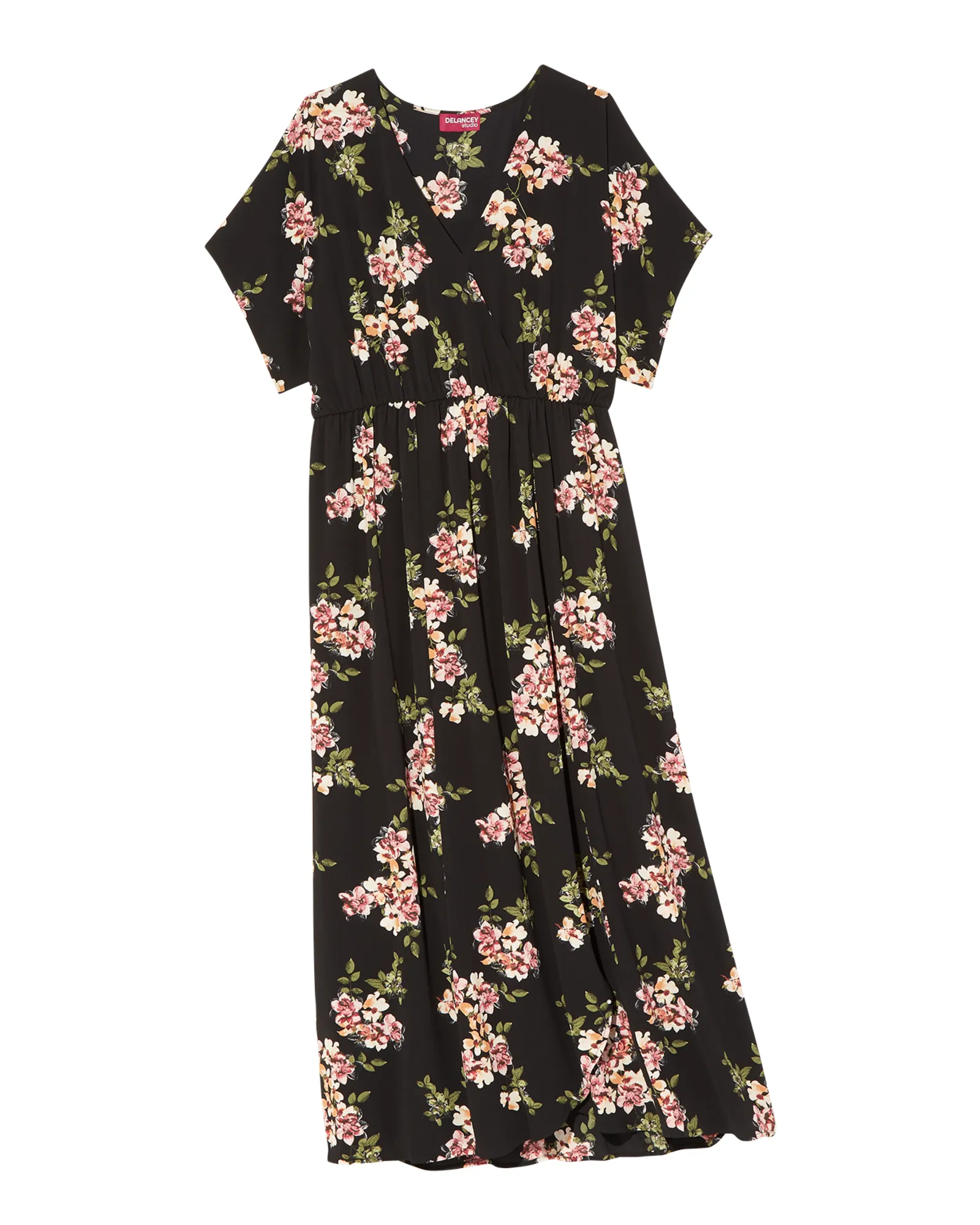 Sorrel Kimono Sleeve Faux Wrap Maxi | Black / Ivory
