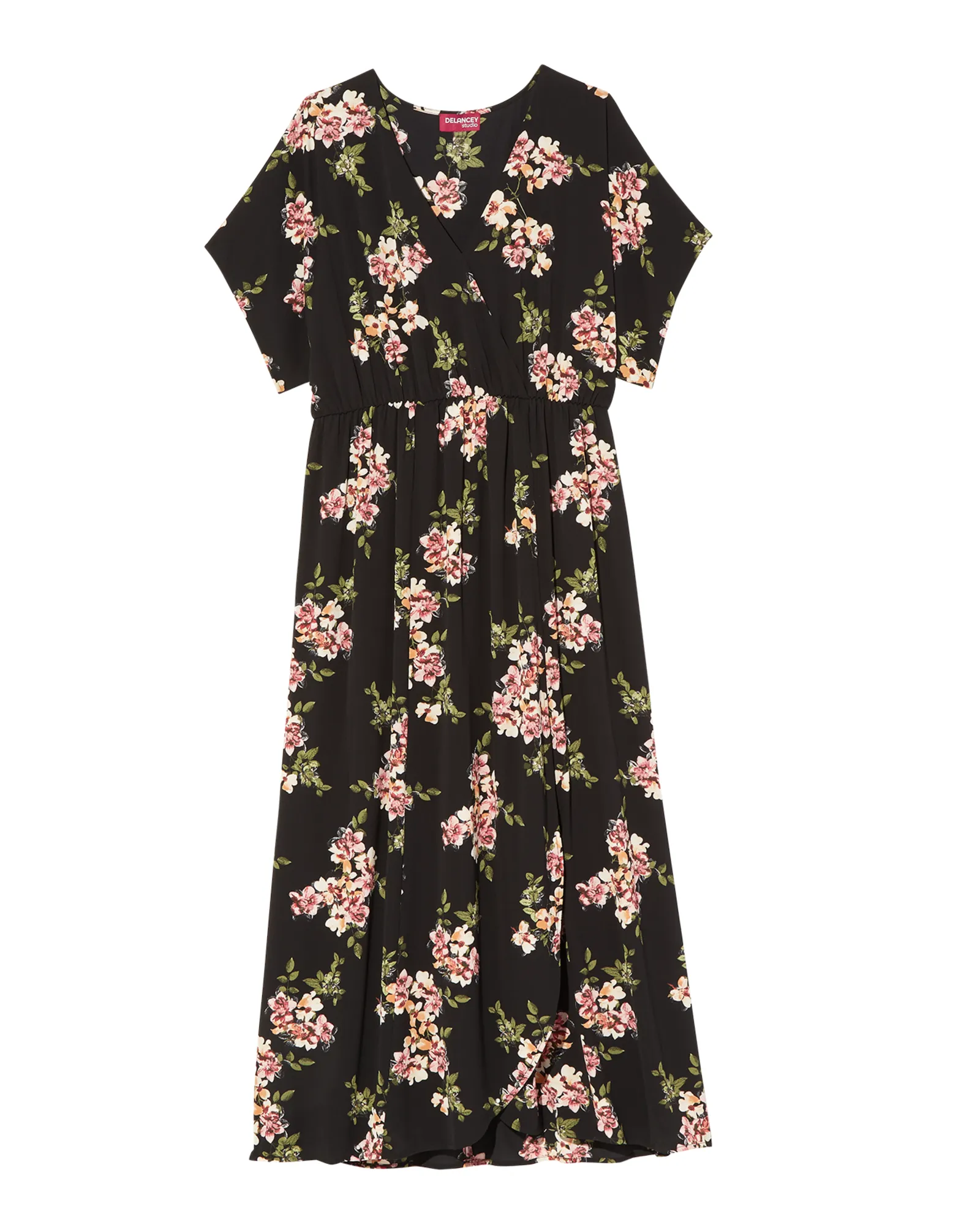 Sorrel Kimono Sleeve Faux Wrap Maxi | Black / Ivory