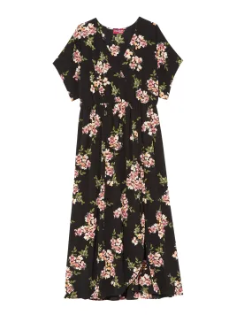 Sorrel Kimono Sleeve Faux Wrap Maxi | Black / Ivory