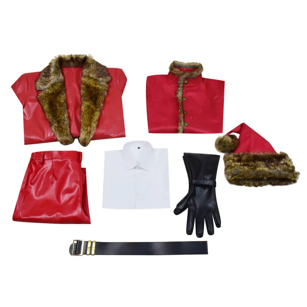 The Christmas Chronicles Santa Claus Cosplay Costume Red Shearling Coat Outfit Deluxe Version For Sale