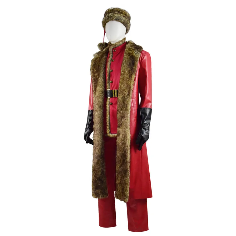 The Christmas Chronicles Santa Claus Cosplay Costume Red Shearling Coat Outfit Deluxe Version For Sale