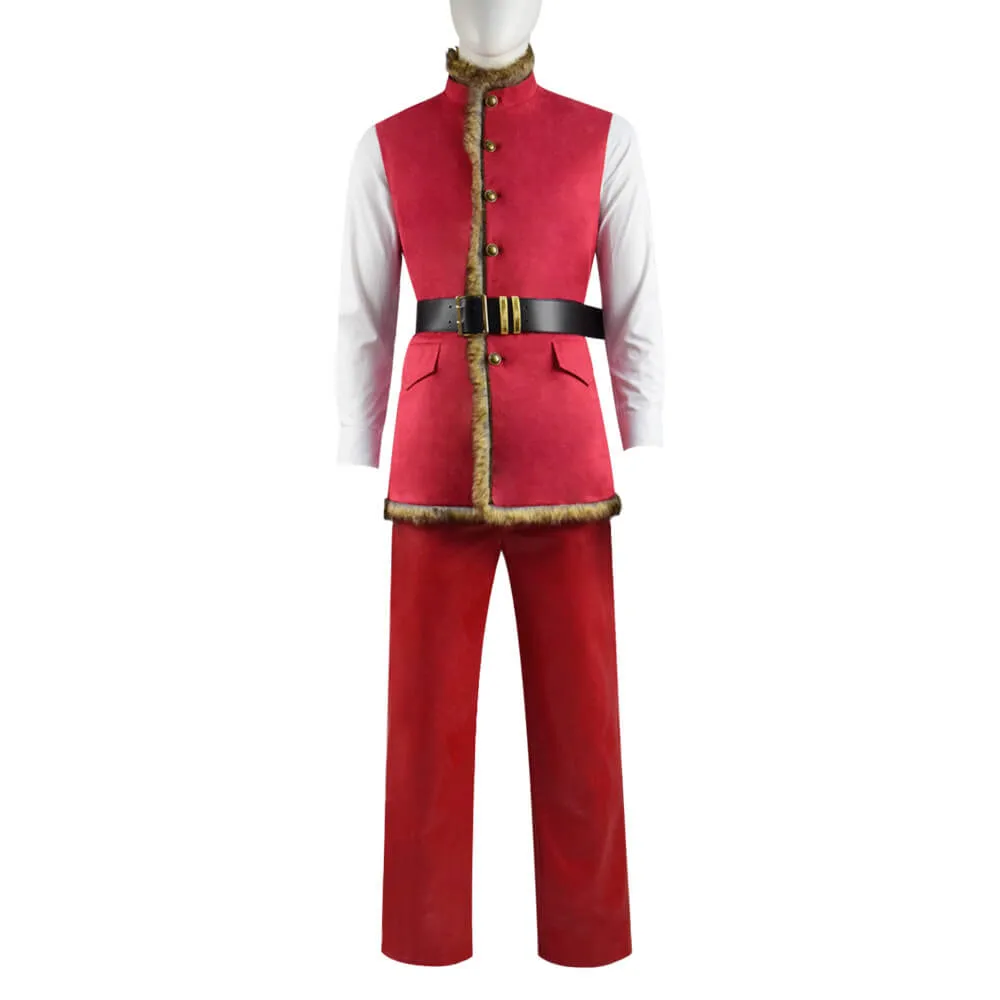 The Christmas Chronicles Santa Claus Cosplay Costume Red Shearling Coat Outfit Deluxe Version For Sale