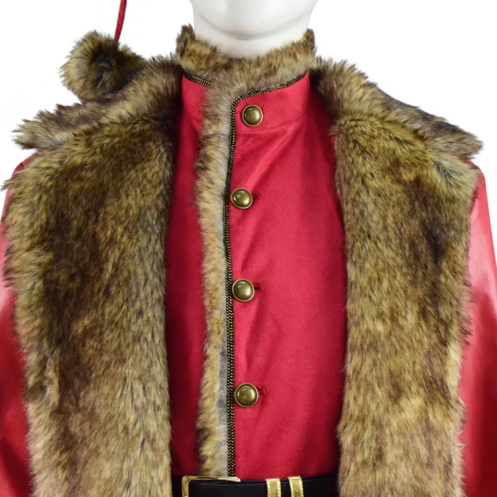 The Christmas Chronicles Santa Claus Cosplay Costume Red Shearling Coat Outfit Deluxe Version For Sale